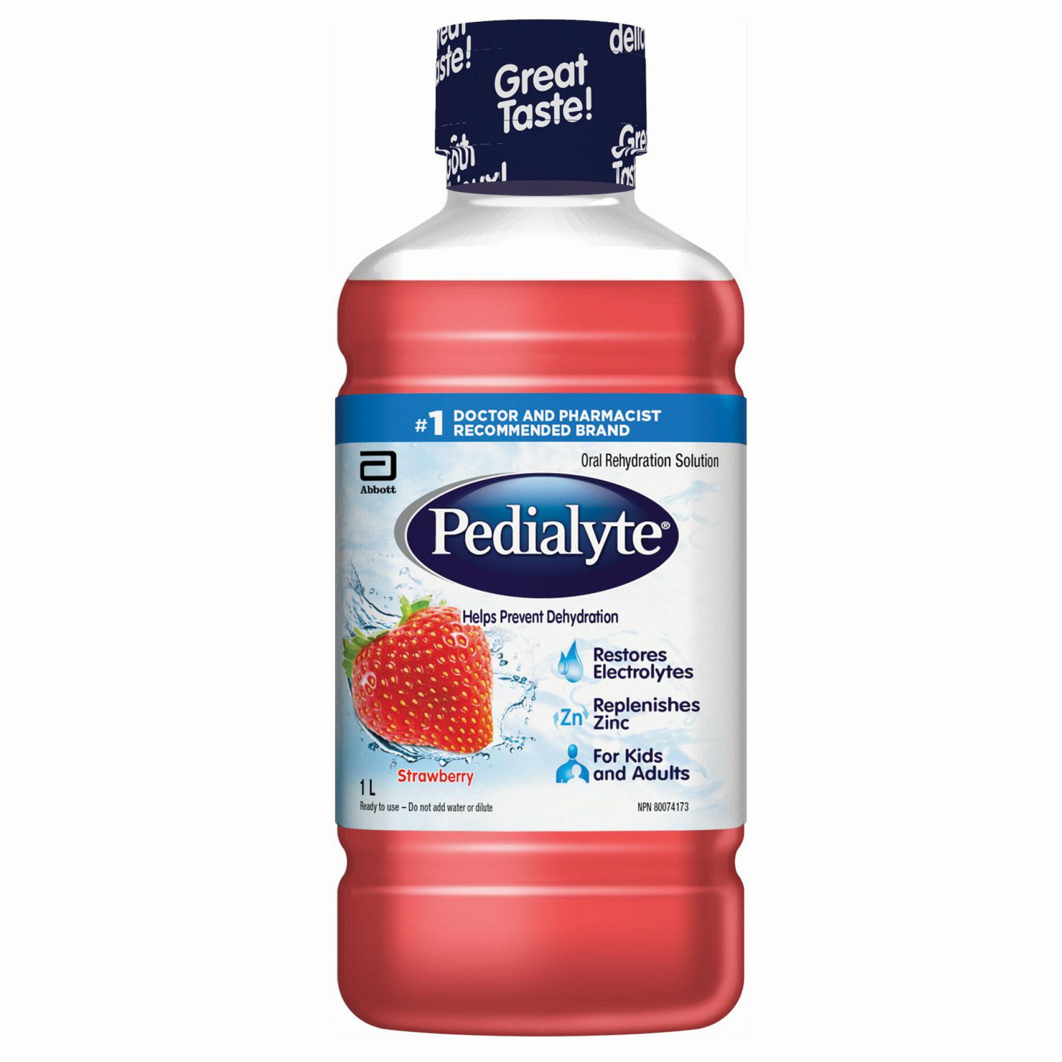 Pedialyte Electrolyte Oral Rehydration Solution, Strawberry, 1-L Bottle