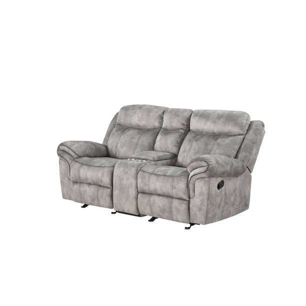 ACME Zubaida Loveseat w/USB Dock & Console (Glider & Motion) in 2Tone Gray Velvet Walmart.ca