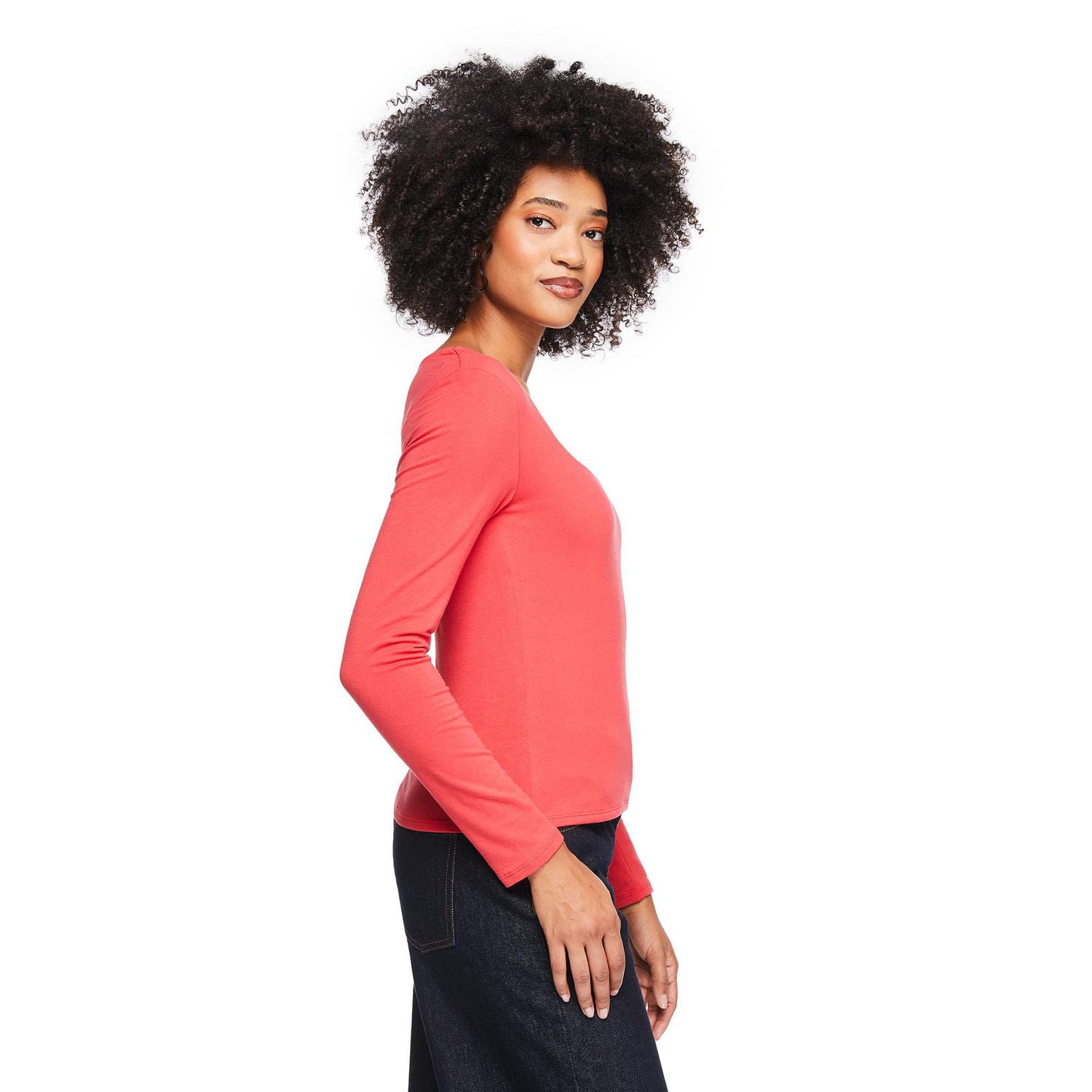 T-shirt à manches longues et encolure dégagée George pour femmes