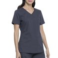 thumbnail image 4 of Scrubstar Women's Core Essentials Stretch Poplin Mock Wrap Scrub Top, 4 of 9