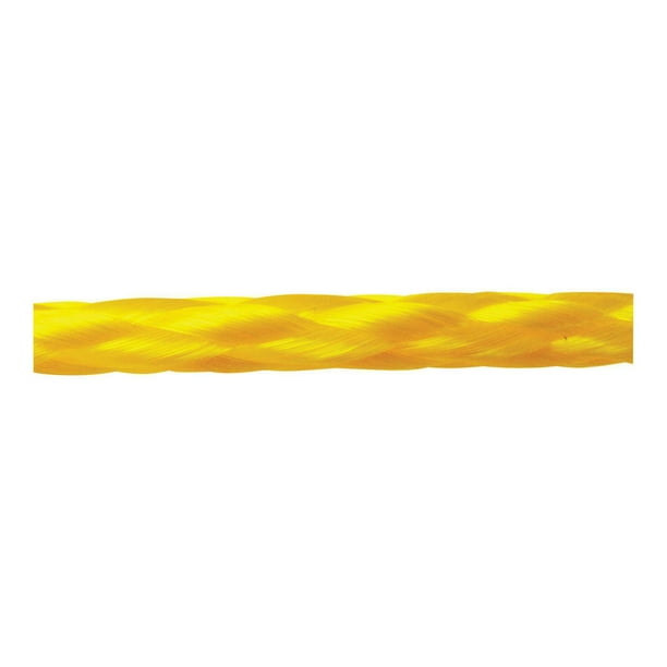 6,4 mm x 15,2 m (1/4 po x 100 pi) corde à usage multiple à tresse creuse, en poly jaune