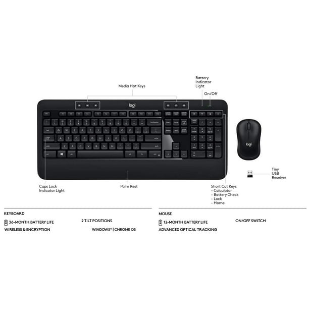 Logitech MK540 Advanced Wireless Keyboard and Mouse Combo Black - Office  Depot