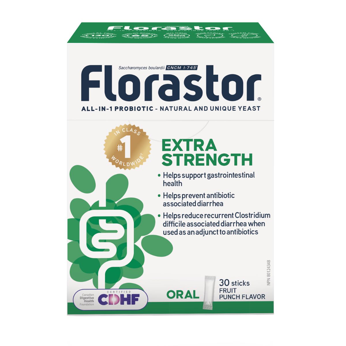 Florastor Supplément Probiotique Extra Fort pour la Santé Digestive, 30 Sachets