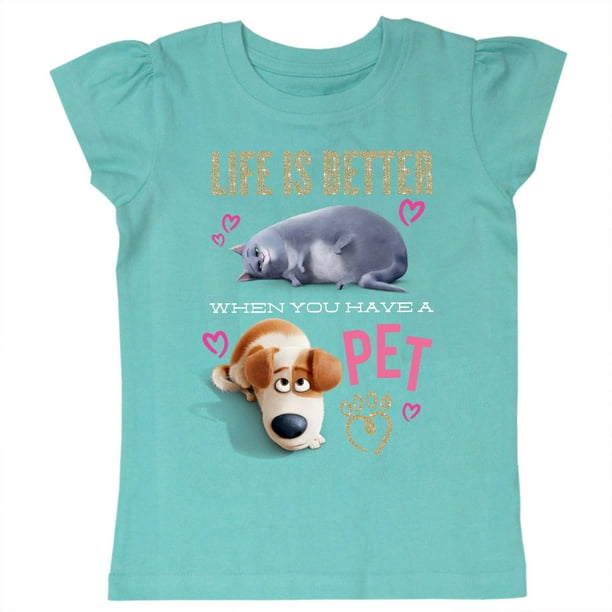 T-Shirt à manches courtes encolure ras du cou de The Secret Life of Pets pour filles.