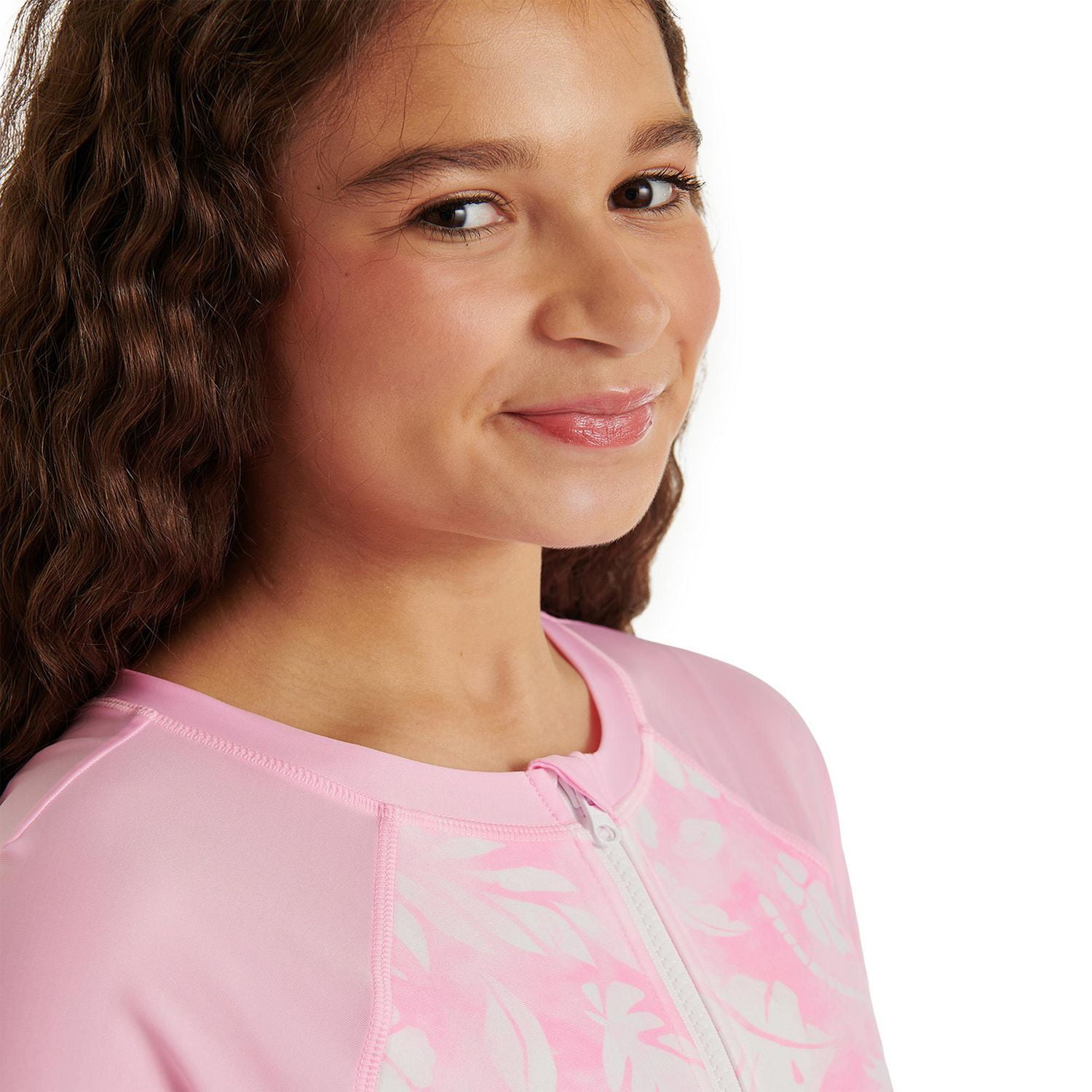 Maillot de bain 1 pièce anti-UV imprimé à manches longues Justice pour filles
