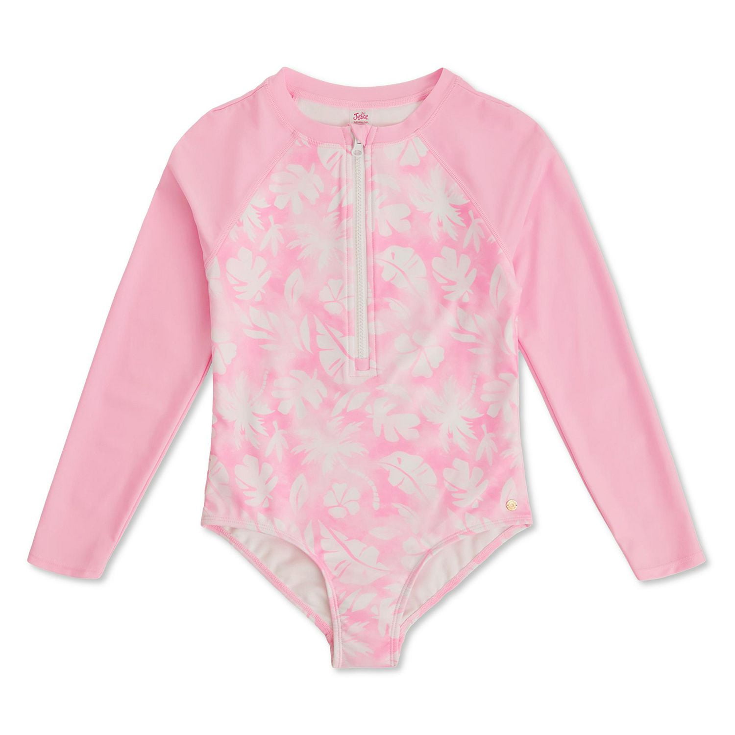 Maillot de bain 1 pièce anti-UV imprimé à manches longues Justice pour filles
