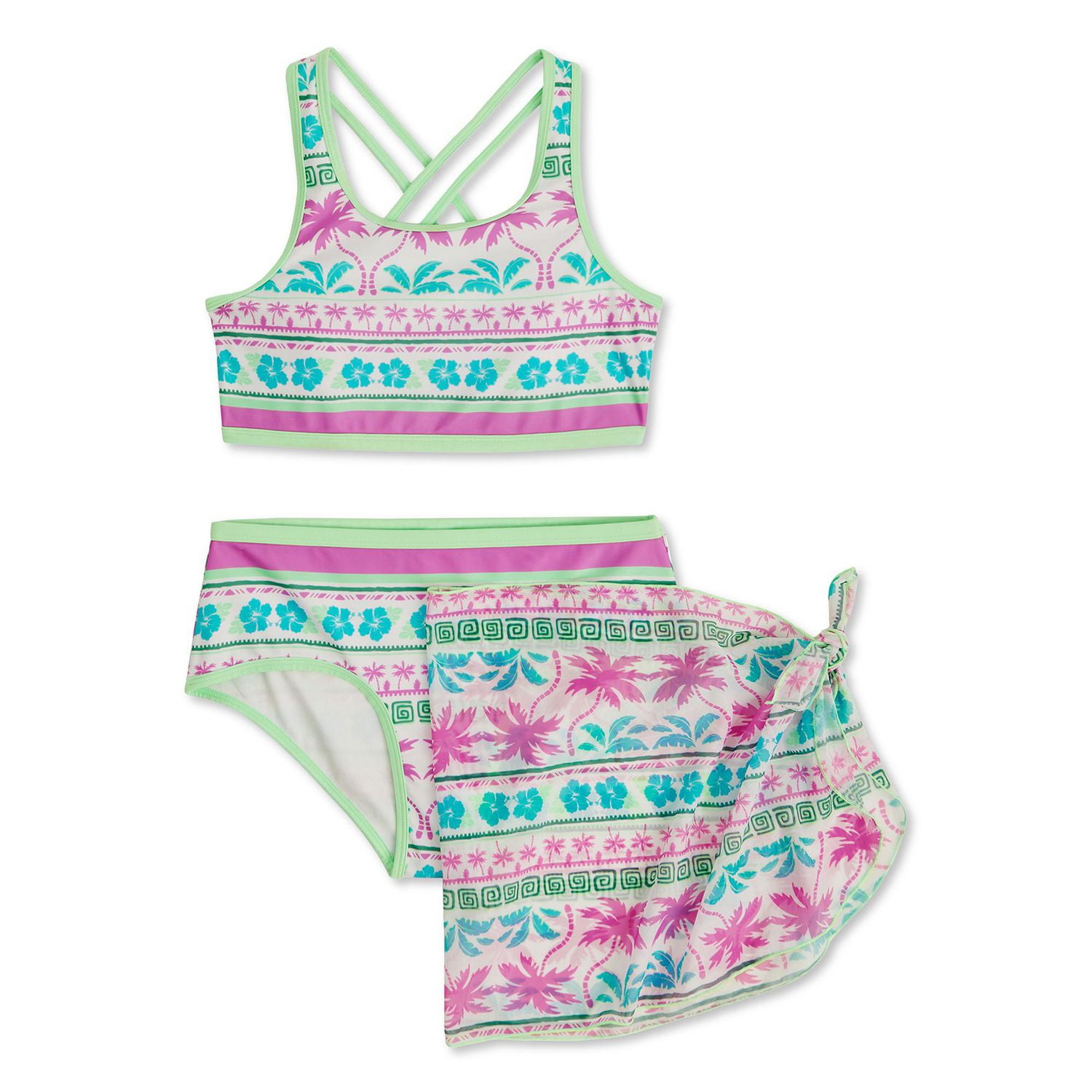 Justice Girls' Three Piece Bikini Swim Set