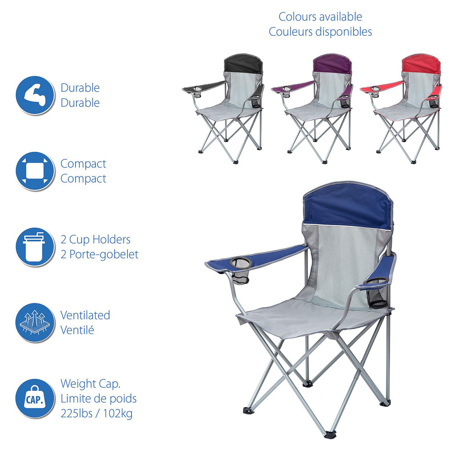 New OZARK TRAIL OUTDOOR COMFORT MESH CHAIR WITH CUP HOLDER, PURPLE/GRE –  The Warehouse Liquidation