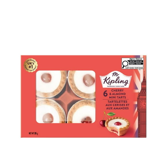 Mr Kipling Cherry and Almond Bakewell Pies, 6 Pack, Ready-to-eat, Perfectly Portioned, Made with Real Fruit, Vegetarian, 255g
