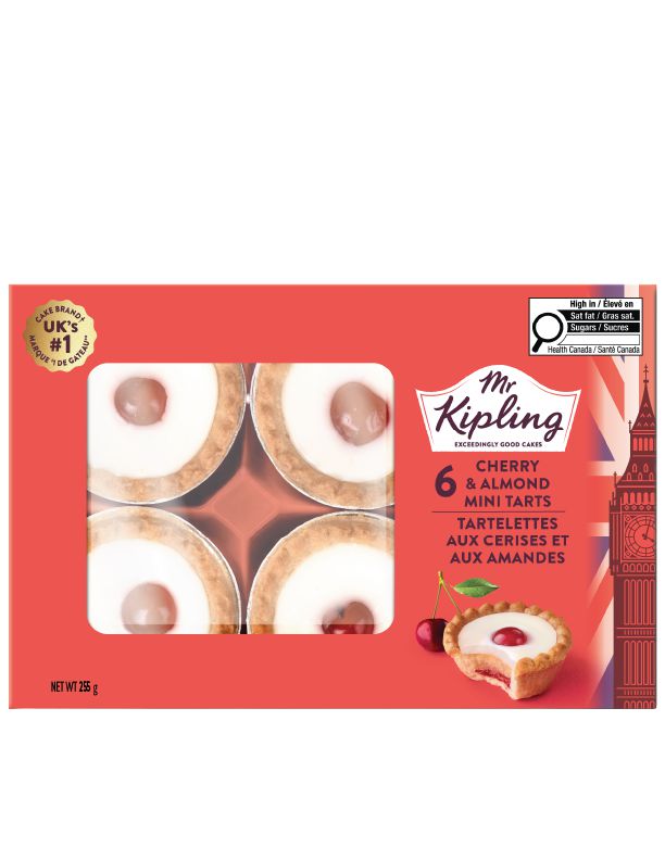 Mr Kipling Cherry and Almond Bakewell Pies, 6 Pack, Ready-to-eat, Perfectly Portioned, Made with Real Fruit, Vegetarian, 255g