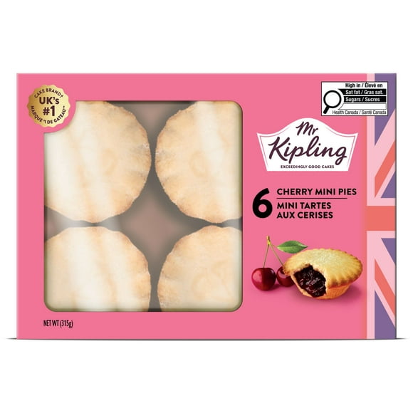 Mr Kipling Cherry Mini Pies, 6 Pack, Ready-to-eat, Perfectly Portioned, Made with Real Fruit, Vegetarian, 315g
