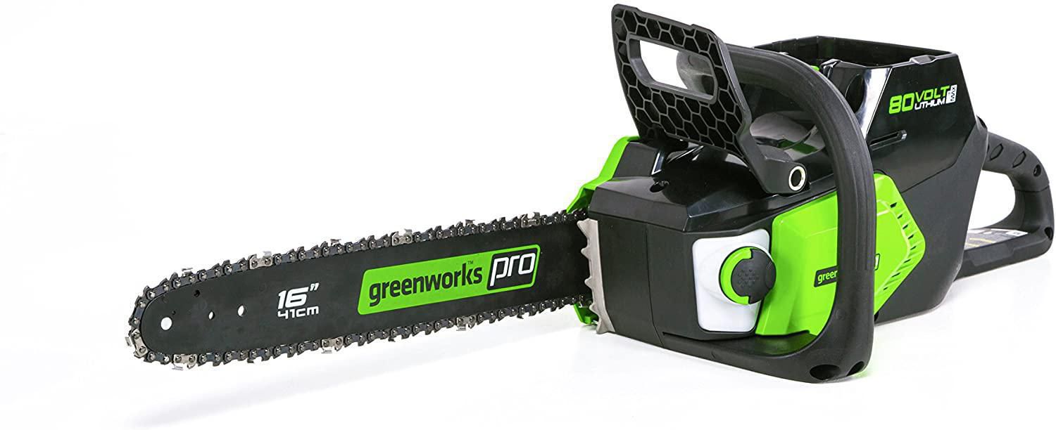 Scie à chaîne sans fil Greenworks PRO 80 V, 16 po, batterie et chargeur vendus séparément Scie à chaîne sans fil Greenworks PRO 80 V, 16 po, batterie et chargeur vendus séparément