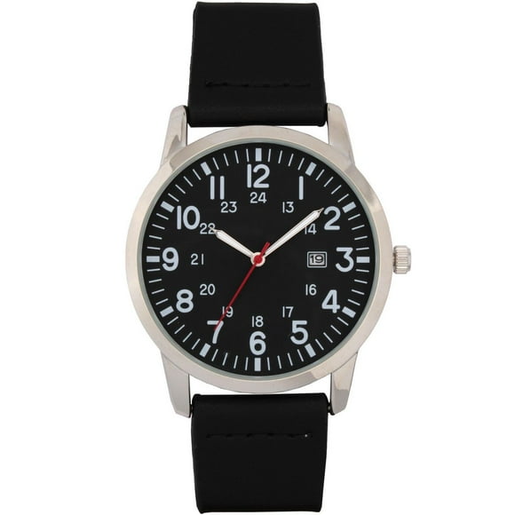Men’s Classic Analog Watch with Black Leather Strap