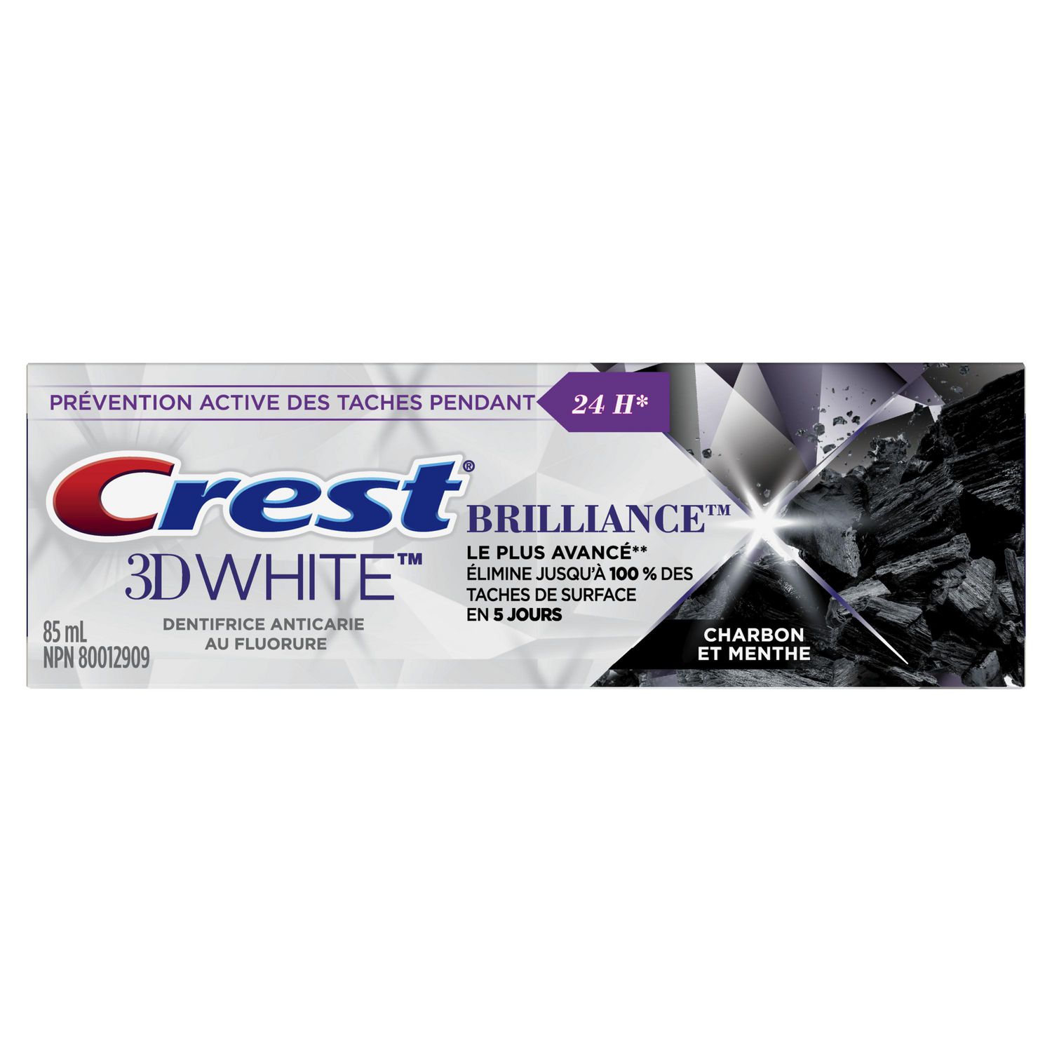 Crest 3D White Brilliance Charcoal Toothpaste, 85 mL