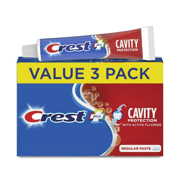 Crest Plus Cavity Protection Toothpaste, Regular Paste, 4 x, 125 mL, Pack of 4