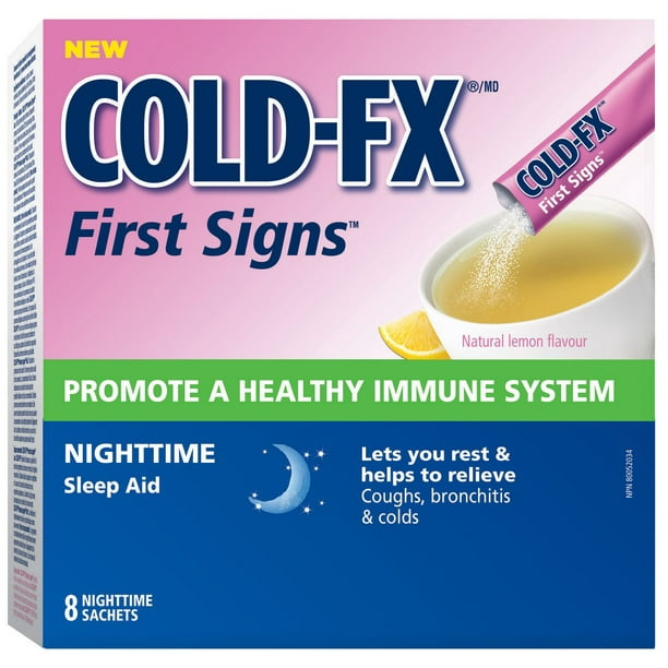 COLD-FX Premiers signes Nuit, aide-sommeils, saveur naturelle de citron