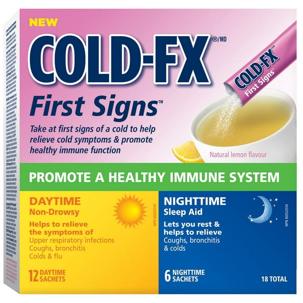 COLD-FX Premiers signes Jour et Nuit combo, saveur naturelle de citron