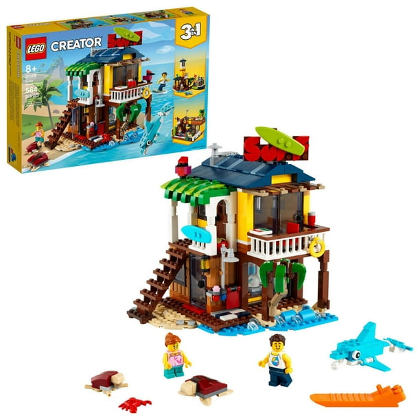 LEGO Creator 3en1 La maison de la plage du surfeur 31118 Ensemble de  construction (564 pièces) 