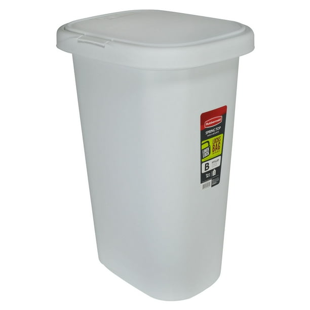 Rubbermaid 49.2L Touch Top Waste Can with Liner Lock, White, Rubbermaid