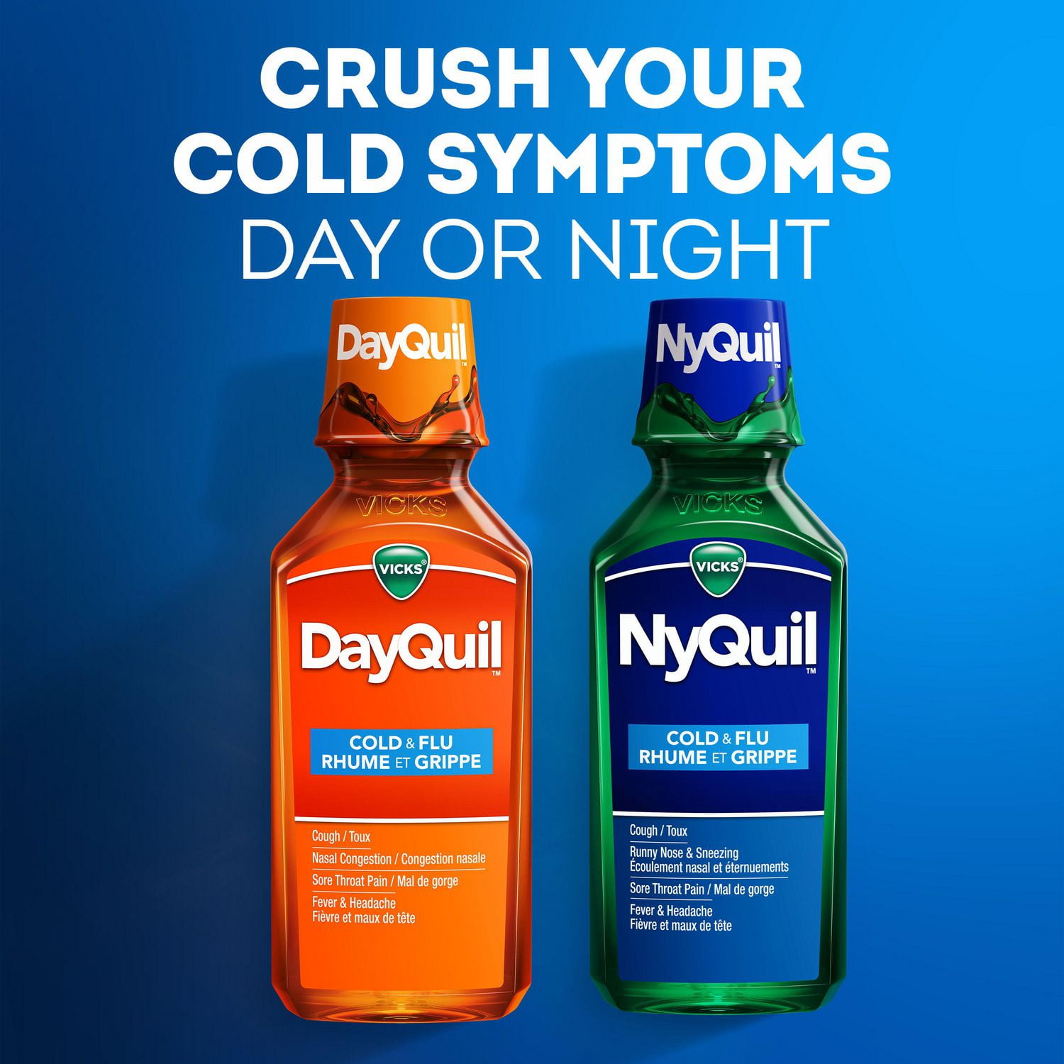 Vicks NyQuil Cold and Flu Symptom Relief Liquid Medicine Multi-Symptom Nighttime Relief for Headache, Fever, Sore Throat Pain, Minor Aches and Pains, Runny Nose and Cough 354ml