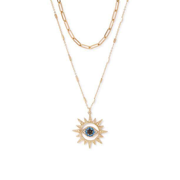 Sofia Jewelry by Sofia Vergara Women's Gold-Tone Multi Stone Evil Eye ...