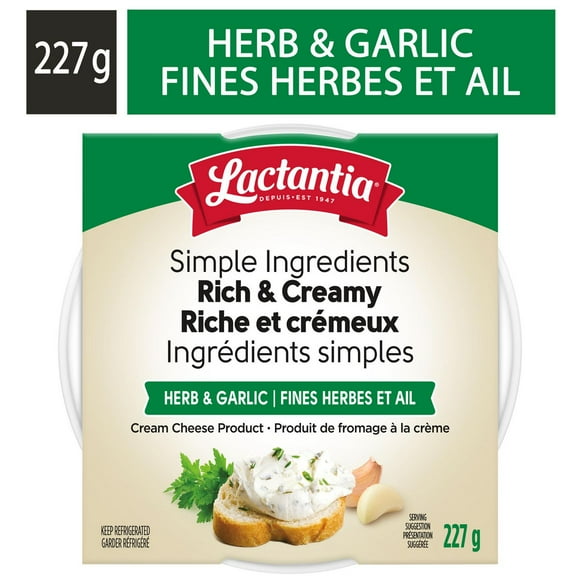 Lactantia Cream Cheese Herb and Garlic, Rich and Creamy, 227g