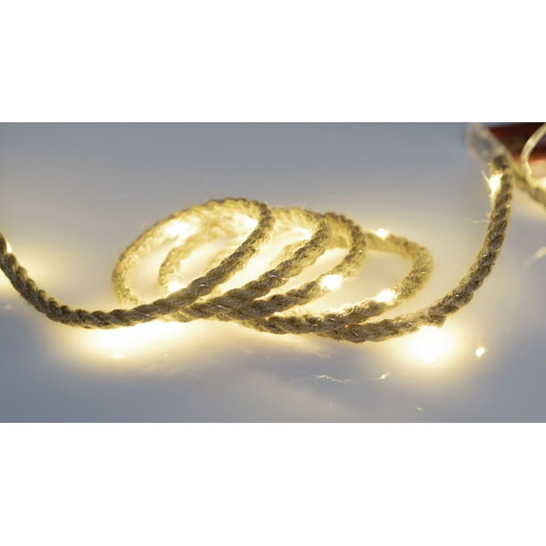 Cheqo® Tuyau d'éclairage en jute - Corde en jute - Corde avec LED