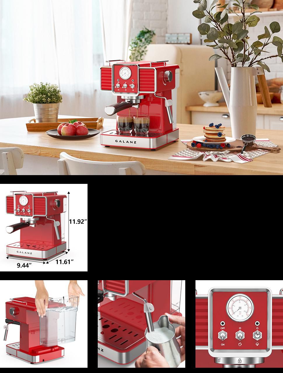 Galanz Retro Pump Espresso Machine ,Red