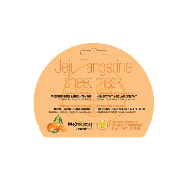 iN.gredients Jeju Tangerine Sheet Mask, Jeju Tangerine Printed Sheet Mask, 21ml, Brightens and Softens