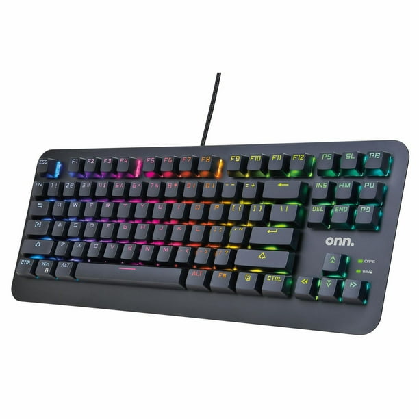 onn. ONA23HO018C RGB Mechanical Compact Tenkeyless (TKL) Gaming Keyboard, 87 RGB Backlit Keys