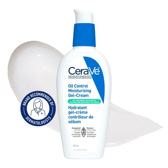 CeraVe Oil Control Moisturizing Gel-Cream, Lightweight Face Moisturizer for Oily & Acne-Prone Skin with Oil-Absorbing Technology, 59mL