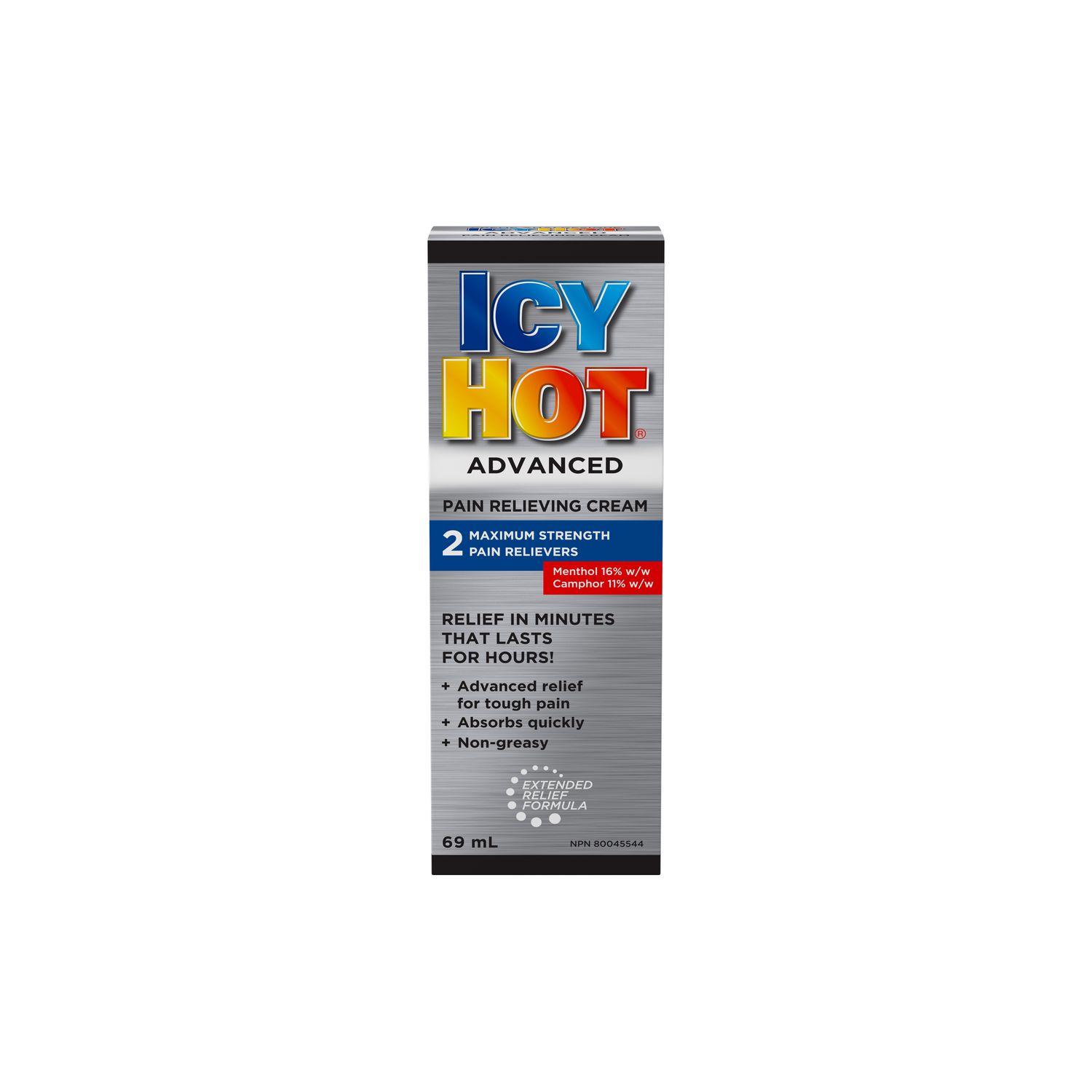 Icy Hot Advanced Pain Relieving Cream, 69 mL, Fast, LongLasting Muscle