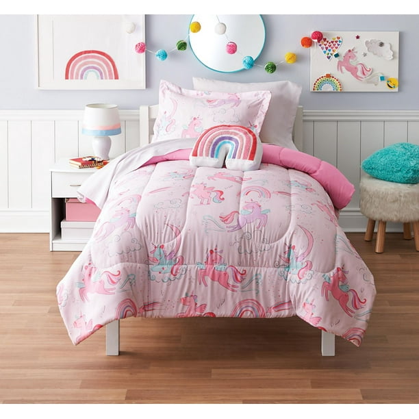 Mainstays Kids Pink Unicorn Bed in a Bag, Twin - Walmart.ca
