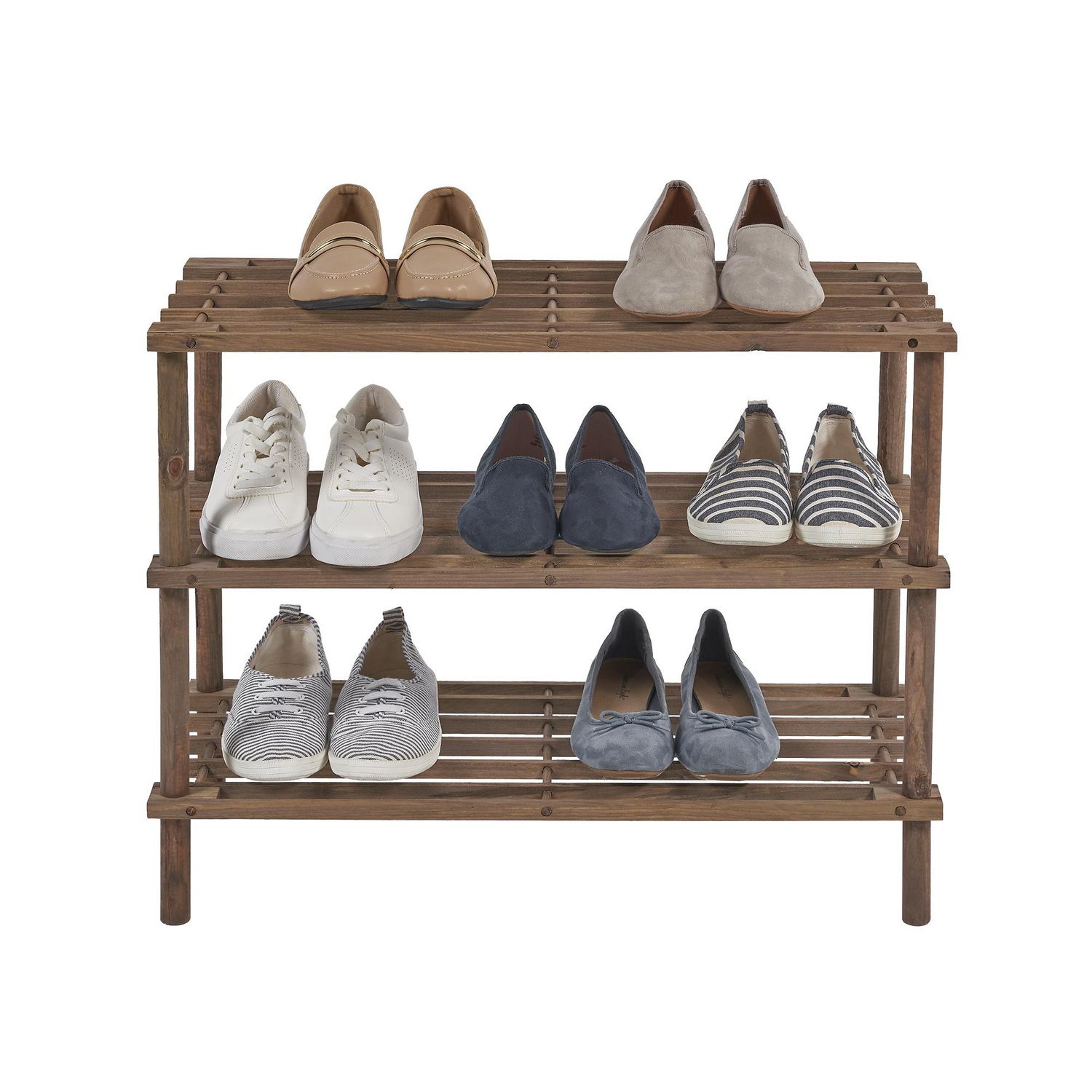 Mainstays 3 Tier Wood Shoe Rack 3 Tier Walmart