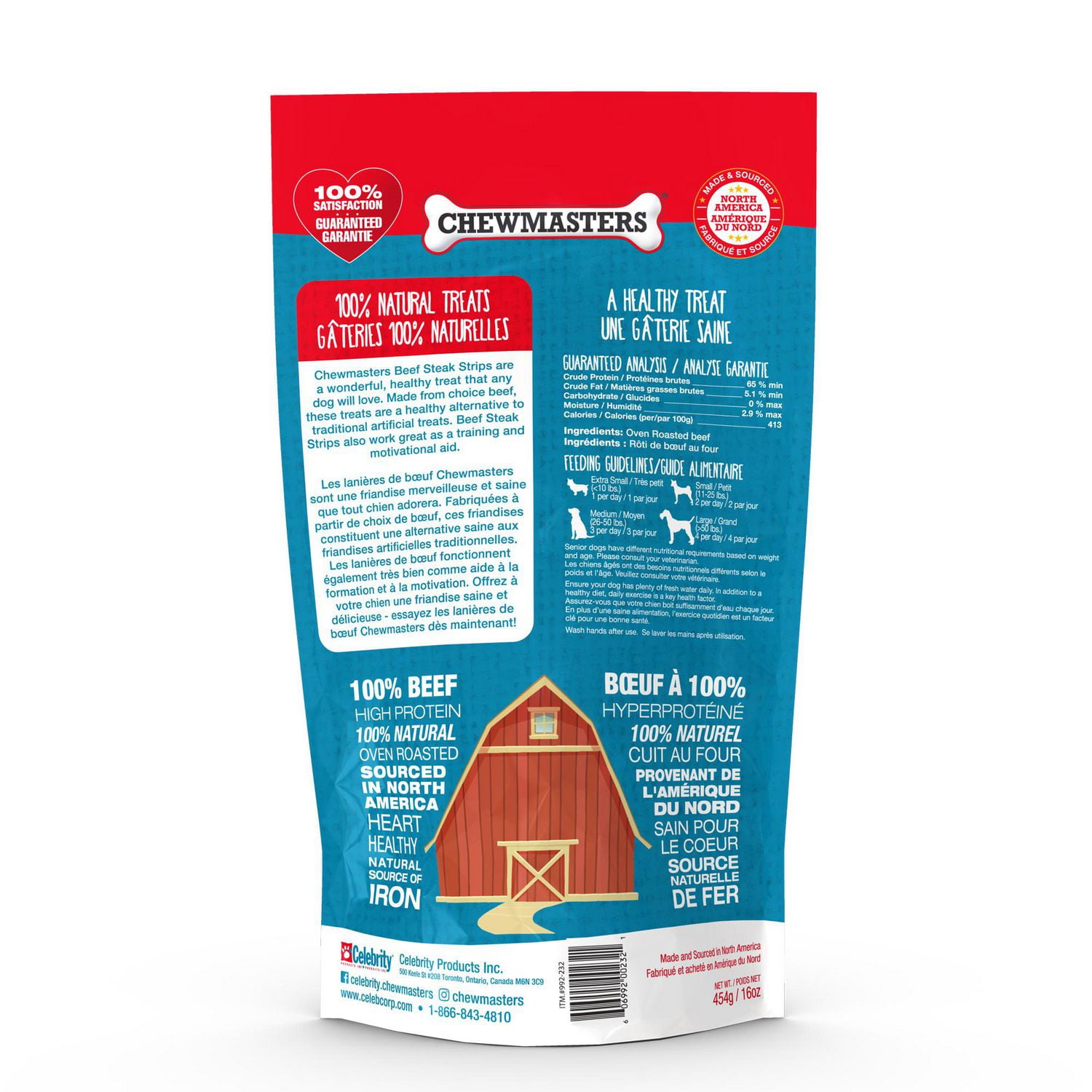 Chewmasters Beef Steak Strips, 454g
