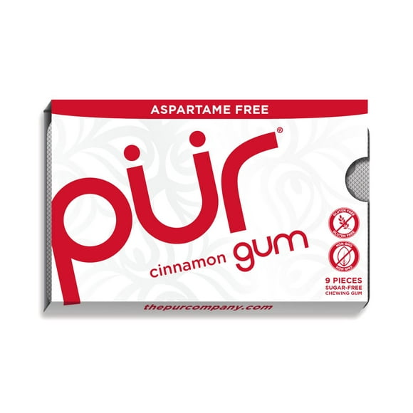 PUR Gum Sugar Free Chewing Gum with Xylitol - Natural Cinnamon Flavour - 9 Pieces (Pack of 1), 9 Pieces per Blister Pack