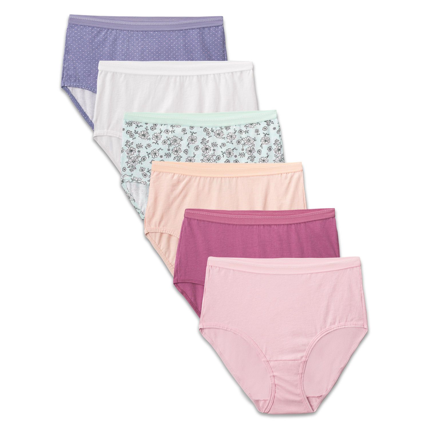 Fruit of the Loom Womens Women's Crafted Comfort™ Pima Cotton Underwear,  Super Soft & Durable, Bikini - 4 Pack - Green/Pink/Purple, 5 :  : Fashion
