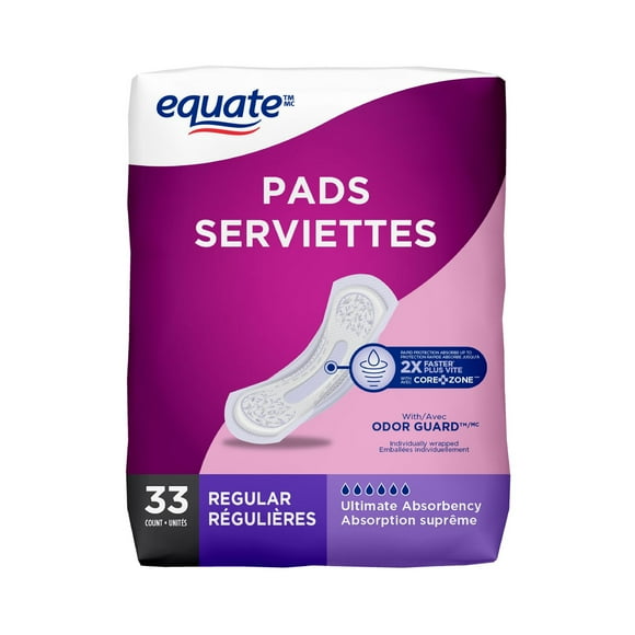 Equate Ultimate Absorbency Bladder Control Pads, 33 Pads, Regular Length