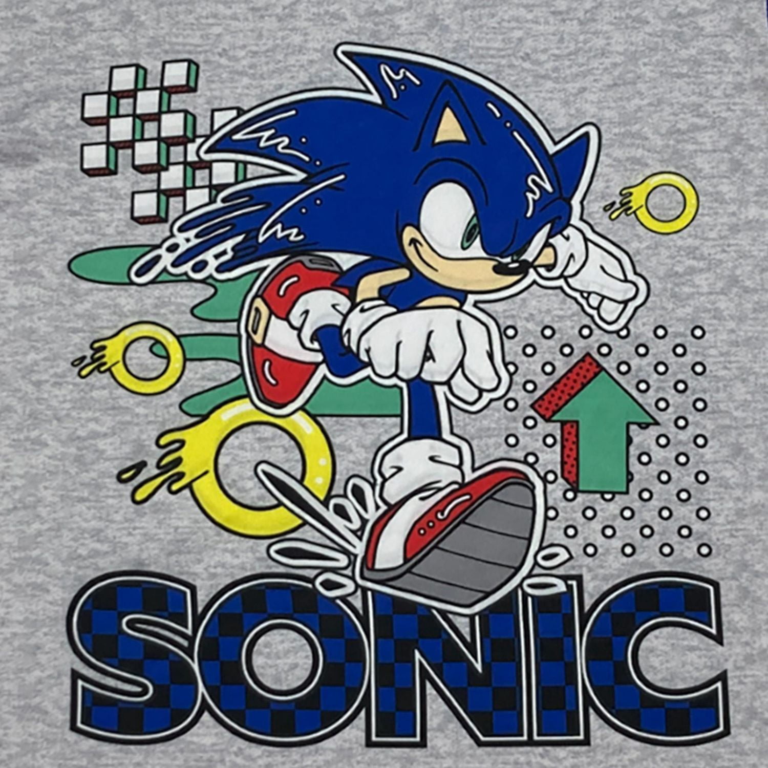 sonic Boy's pj set. This boy's 2 piece pj set has a long sleeve crew neck along with long pant with elastic waist band and