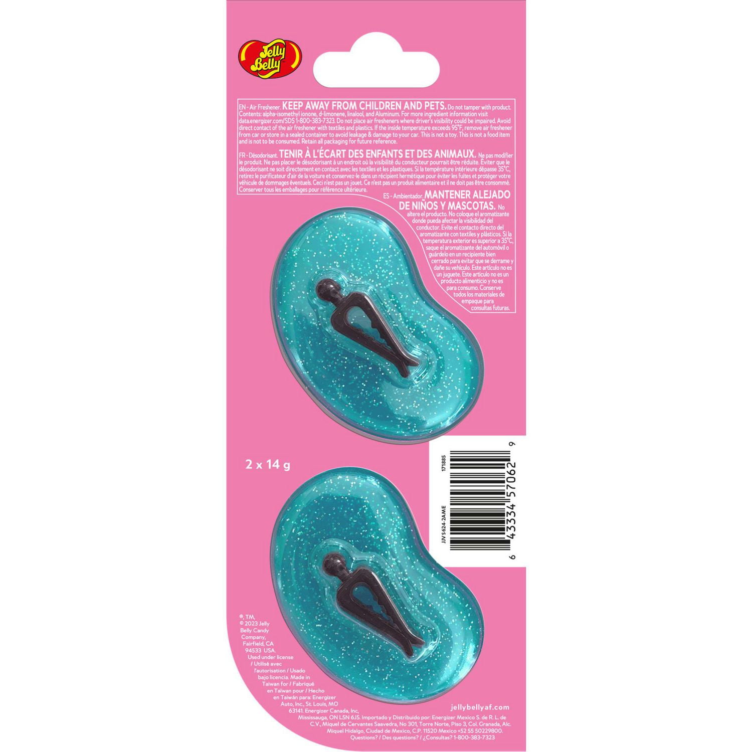 Jelly Belly 2 Pack Vent Clip Berry Blue, Jelly Belly Auto Air Freshener 2  Pack 