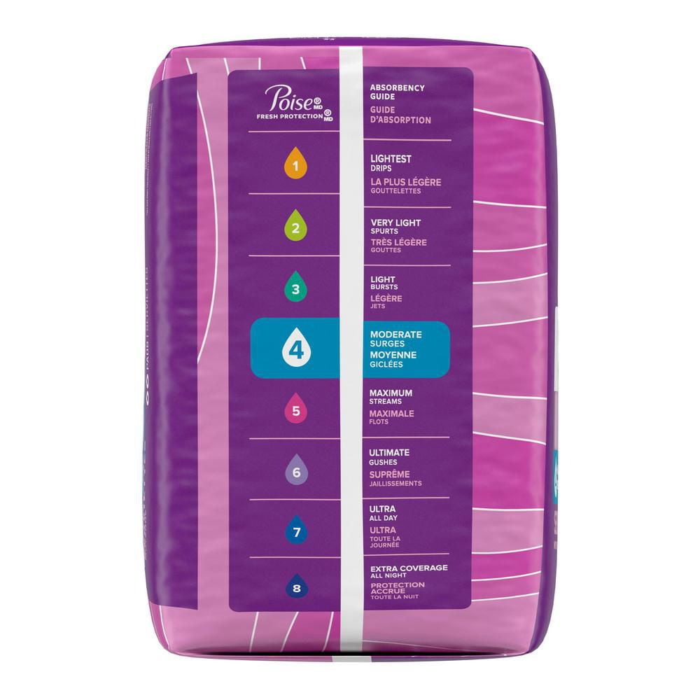 Poise Incontinence Pads for Women, 4 Drop, Moderate Absorbency