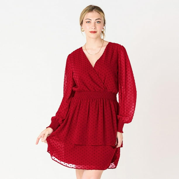 Smocked Waist V-Neck Tiered Dress main image 0