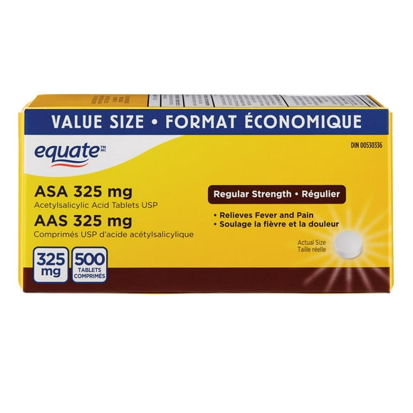 Equate ASA 325 mg<br>Regular strength<br>Acetylsalicylic Acid Tablets USP