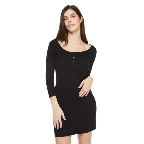 No Boundaries Women's Rib Henley Dress - Walmart.ca