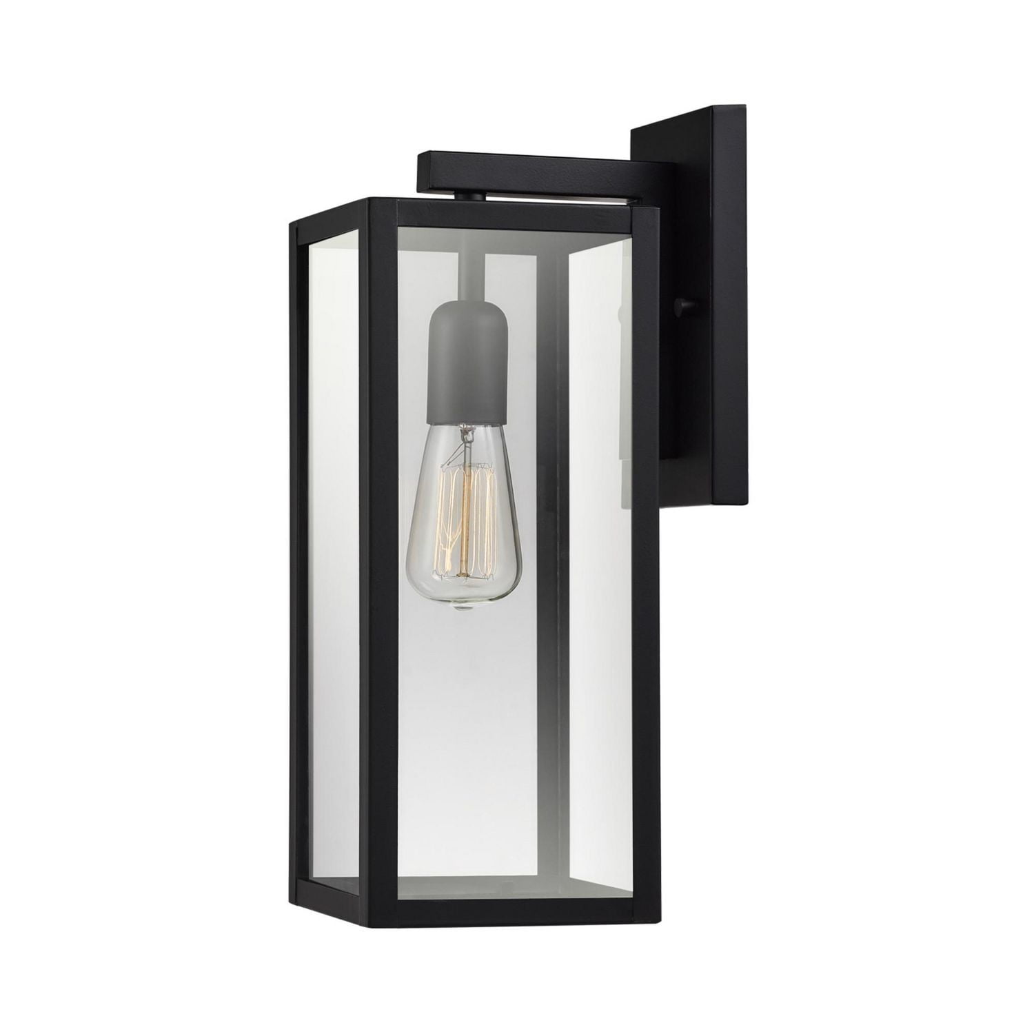 Bowery 1Light Outdoor Indoor Wall Sconce, Matte Black, Clear Glass