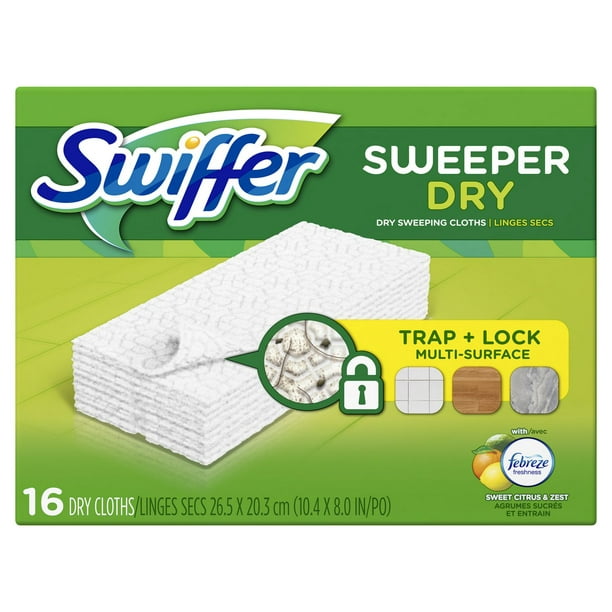 Linges secs de Swiffer Sweeper avec Febreze agrumes sucrés et entrain