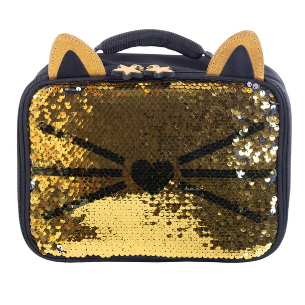 Boxy lunch bag, gold glitter cat Walmart.ca