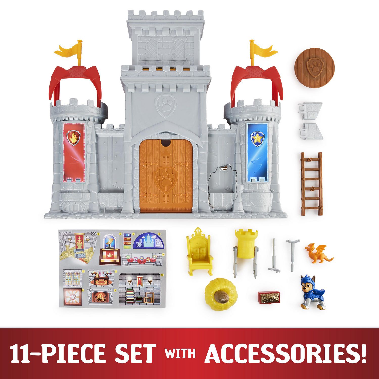 PAW Patrol, Rescue Knights Castle HQ Transforming 11-Piece Playset with  Chase and Mini Dragon Draco Action Figures, Kids Toys for Ages 3 and up