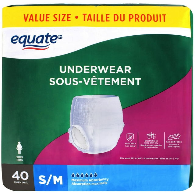 Equate Women’s Maximum Absorbency Protective Incontinence Underwear, Small