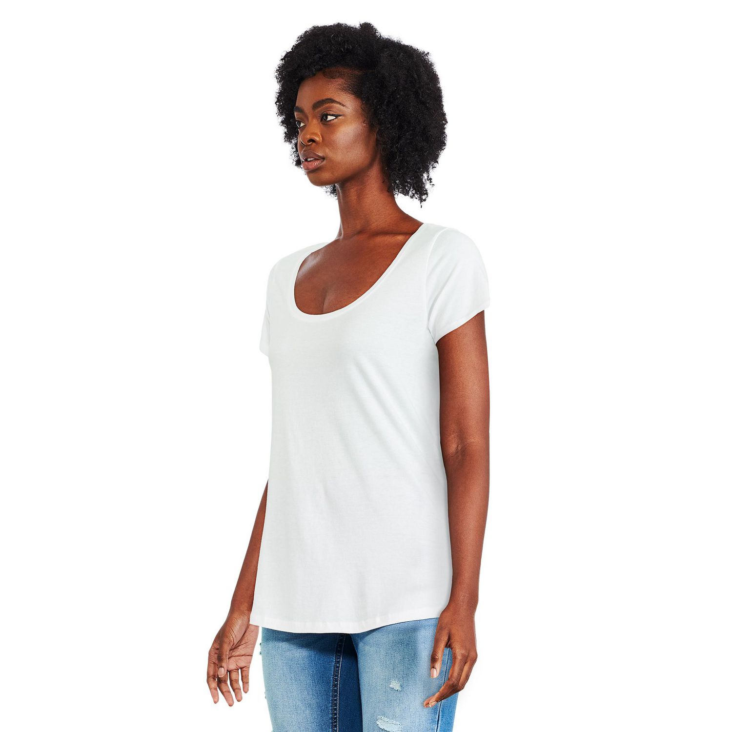  KECKS Women's Shirts Women's Tops Shirts for Women Drawstring  Side Scoop Neck Tee (Color : White, Size : Large) : Clothing, Shoes &  Jewelry